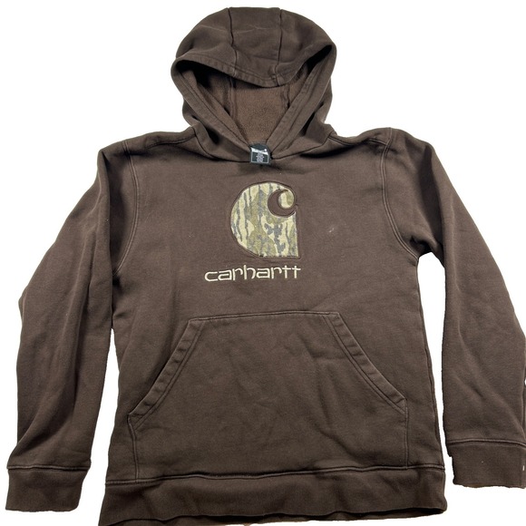 Carhartt Other - Carhartt Hoodie Boys XL Brown Y2K Bug Logo Camo Skate Back To School Vibes 🔥